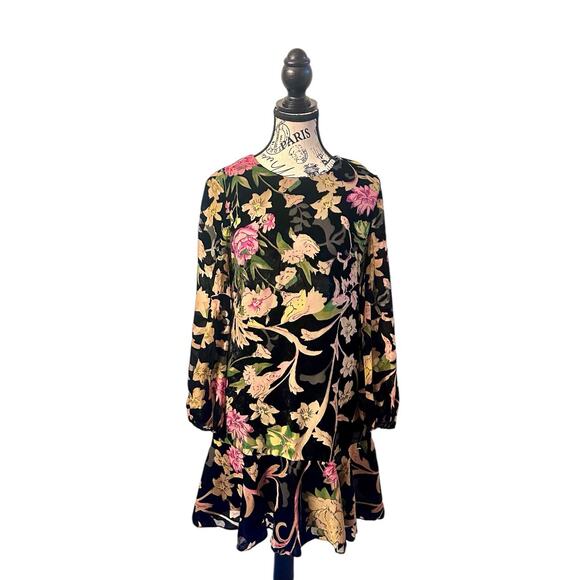 Black Velvet Floral Velvet Burnout Shift Dress Sz 4 Whimsy Goth,Dark Romantic - Picture 3 of 14